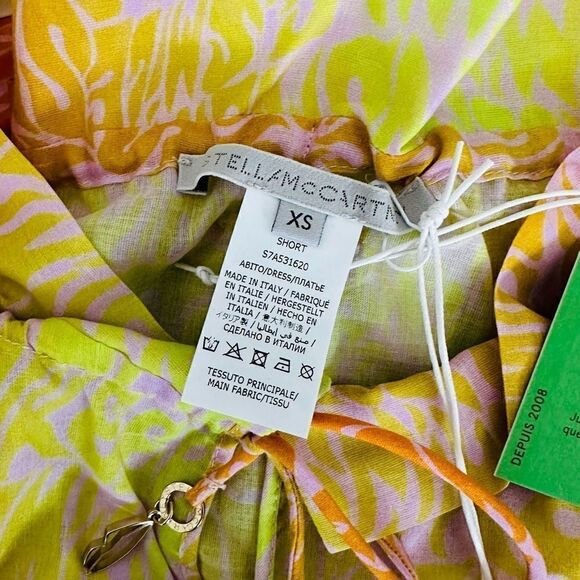 ⭕️ Stella McCartney Mini Dress Multi Color Orange Yellow Designer XS - Picture 13 of 13